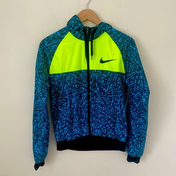 Nike Jackets \u0026 Coats | Nike Neon Yellow \u0026 Blue Zip Up Hooded Running Athletic Jacket M | Color: Blue/Yellow | Size: M | Miskubelik's Closet